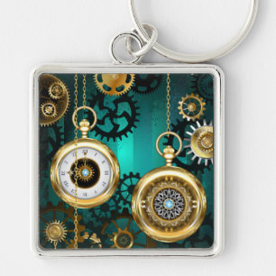 Porte-clés Veille bijoux Steampunk sur un Arrière - plan vert