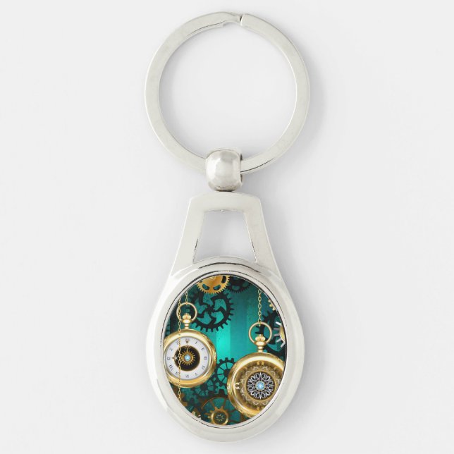 Porte-clés Veille bijoux Steampunk sur un Arrière - plan vert (Devant)