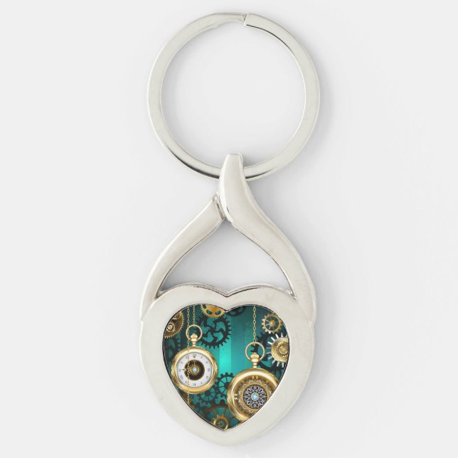 Porte-clés Veille bijoux Steampunk sur un Arrière - plan vert (Devant)