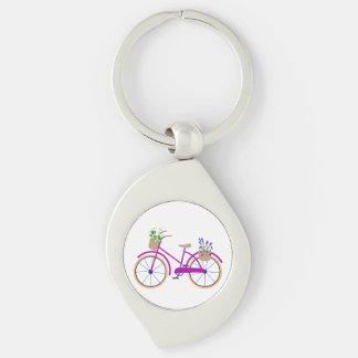Porte-clés Vélo, Panier, Fleurs