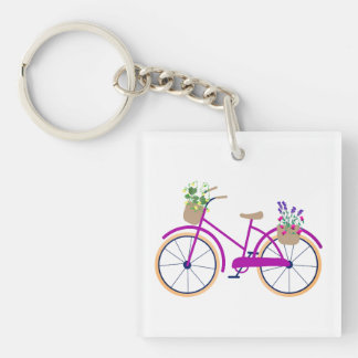 Porte-clés Vélo, Panier, Fleurs