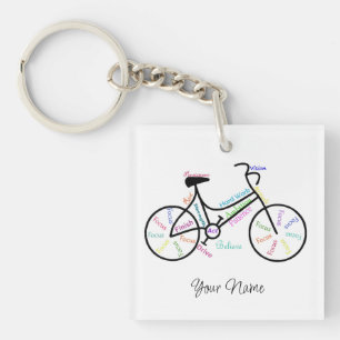 Porte-clés Vélo, Sport Vélo, Motivational Words & Stripes