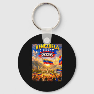 Porte-clés Venezuela Libre 2026 Drapeau du cœur du Venezuela 