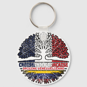 Porte-clés Vénézuélienne France Arbre Drapeau