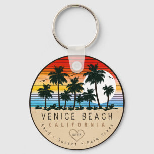 Porte-clés Venice Beach Californie Rétro Palmiers Souvenir