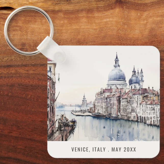 Porte-clés Venise Italie Canaux Aquarelle Voyage italien (Recto)