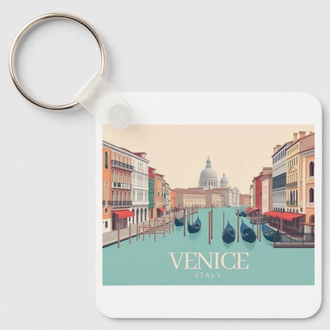 Porte-clés Venise Italie Pastel Voyage Design (Recto)