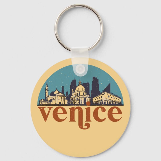Porte-clés Venise Italie Rétro City Skyline Ville Art (Recto)