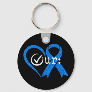 Porte-clés Vérifiez le côlon ruban bleu cœur cancer du côlon