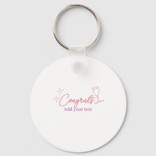 Porte-clés verre à vin félicitations étoiles rose pastel gras