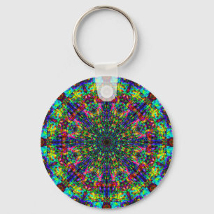 Porte-clés Verre souillé de mandala : porte - clé