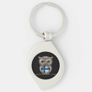 Porte-clés Verres de port de hibou finlandais mignon de
