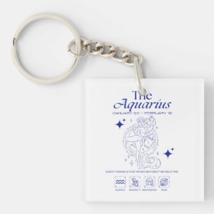 Porte-clés Verseau Zodiaque Originalité Astrologie Dessin au