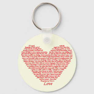 Porte-clés Verset biblique 1 Corinthiens 13 Amour Cœur Art ty