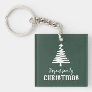 Porte-clés Vert arbre de Noël de famille