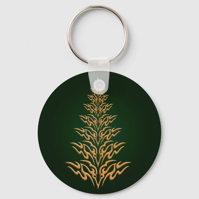 Porte-clés Vert élégant sapin de Noël Porte - clé (Recto)