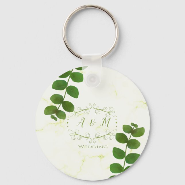 Porte-clés Vert Mariage Chic  (Recto)