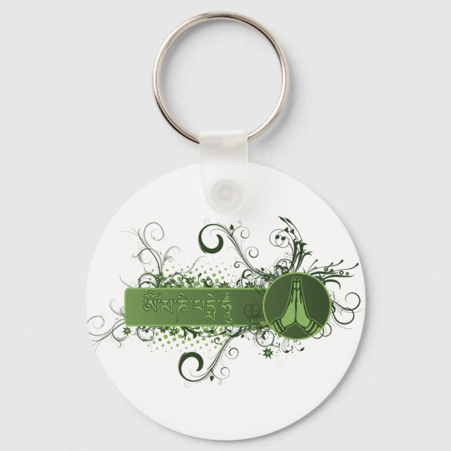 Porte-clés Vert Namaste Tibétain (Recto)