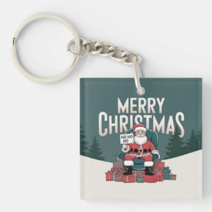 Porte-clés Vert vintage Joyeux Noël Père Noël ho ho ho ho