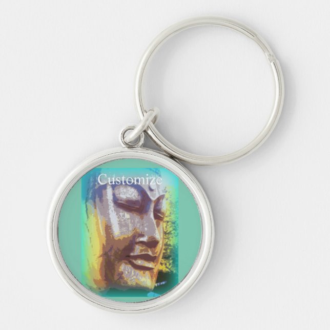 Porte-clés Vert visage bouddha (Devant)