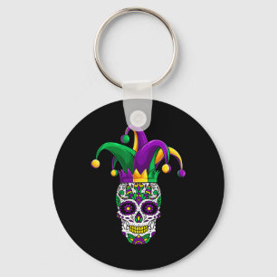 Porte-clés Vêtements de fête Mardi Gras du crâne de sucre drô