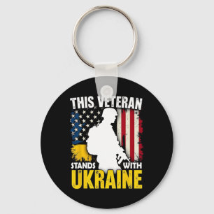 Porte-clés Vétéran se tient avec l'Ukraine - Drapeau américai
