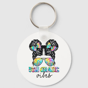 Porte-clés Vibes de 5e année Messy Hair Bun Girl Ck To School