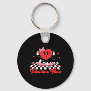Porte-clés Vibes de la Saint-Valentin Groovy Cœur Mignon Pour
