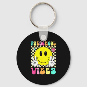 Porte-clés Vibes de maternelle visage rétro sourire retour à