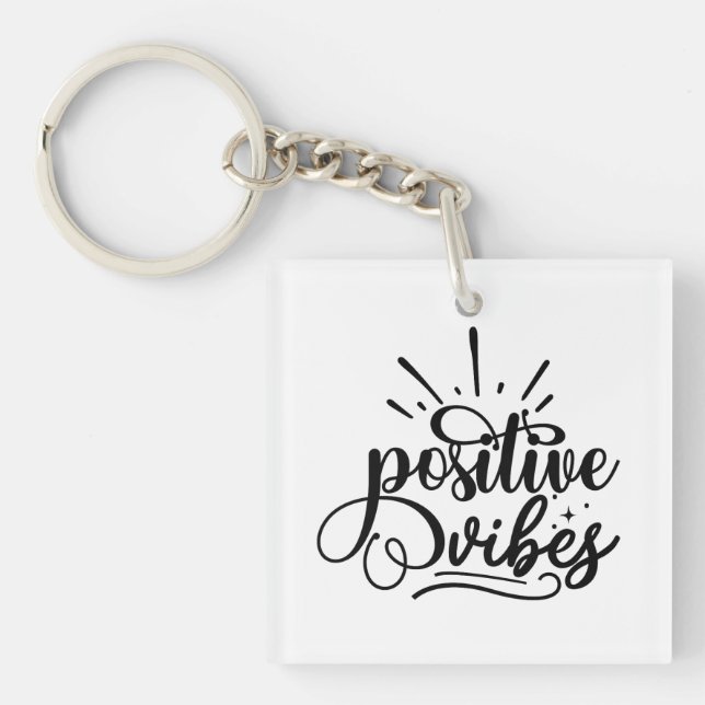 Porte-clés Vibes Positives Typographie Citation Motivationnel (Devant)