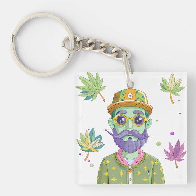 Porte-clés Vibrant Monarch Butterfly Illustration on Light Ba (Devant)