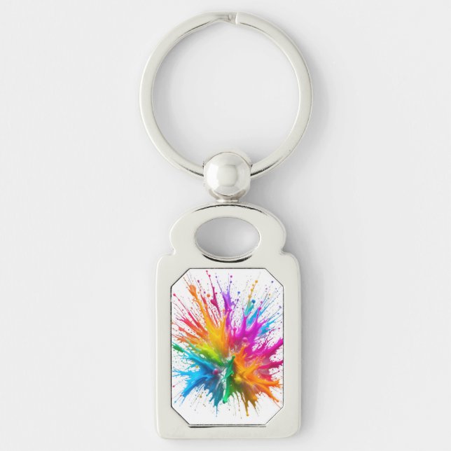 Porte-clés Vibrant Rainbow Paint Splatter Explosion (Devant)