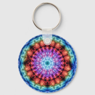 Porte-clés Vibrant Tie Dye Kaleidoscope Rainbow Mandala