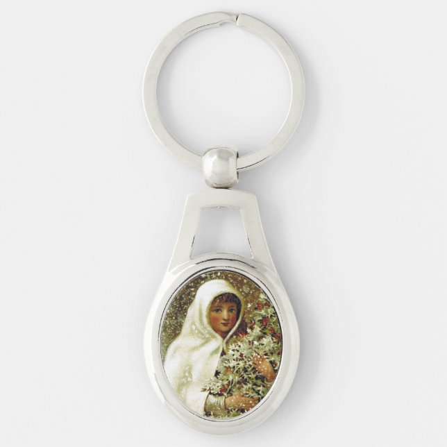 Porte-clés Victorian hiver fille saint baie de neige peinture (Devant)