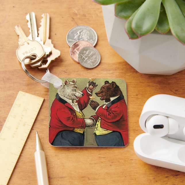 Porte-clés Victorien vintage Joyeux, Gay, Ours Danseurs (Bureau)