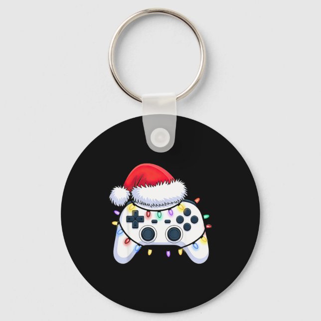 Porte-clés Video Game Controller Christmas Santa Hat Gamer Bo (Recto)