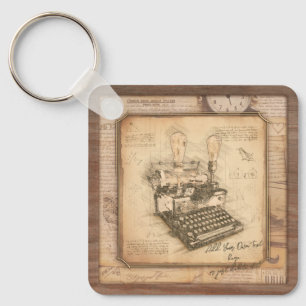 Porte-clés Vieille machine à écrire Vintage. Auteur / Écrivai