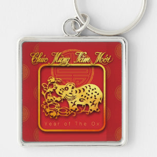 Porte-clés Vietnamese New Year OX paper-cut MSqK