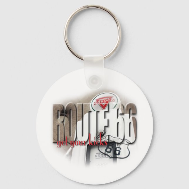 Porte-clés Vieux Pompe à gaz - Route 66 (Recto)