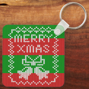 Porte-clés Vilain pull motif sonnettes Joyeux fils Xmas