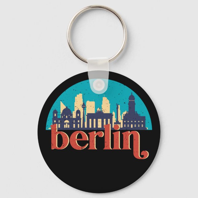 Porte-clés Ville de Berlin Allemagne Skyline Vintage Cityscap (Recto)