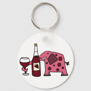 Porte-clés Vin potable d'éléphant rose