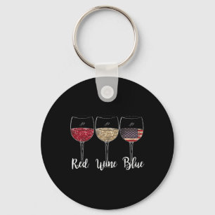 Porte-clés Vin Rouge Vin Bleu Gles Usa Drapeau 4 juillet Patr