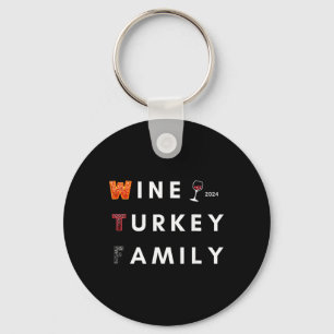 Porte-clés Vin Turquie Famille Thanksgiving Dîner Automne Aut
