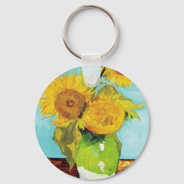 Porte-clés Vincent Van Gogh Trois tournesols dans un vase (Recto)
