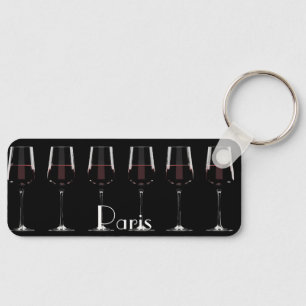 Porte-clés Vins avec vin rouge sur noir