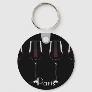 Porte-clés Vins avec vin rouge sur noir