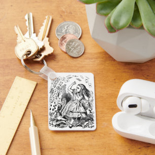 Porte-clés Vintage Alice in Wonderland, Playing Cards Flying