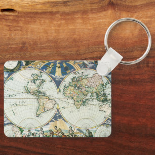 Porte-clés Vintage Antique Old World Map, 1666 by Pieter Goos
