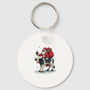 Porte-clés Vintage Bigfoot Père Noël chevauchant une vache No